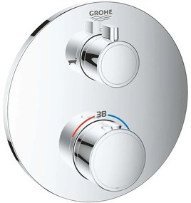 GROHE Grohtherm termostatická batéria pod omietku, pre 2 výstupy, s uzatváracím/prepínacím ventilom, chróm, 24077000
