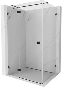 Mexen Lunar T, sklápací sprchový kút ľavý 135 x 70 cm, 8mm číre sklo, čierny profil, 834T-135-070-70-00-L