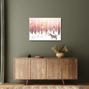 Obraz - Zebra v zasneženom lese (70x50 cm)