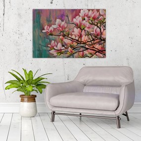 Obraz - Olejomaľba, Rozkvitnutá sakura (90x60 cm)