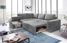 Rohová sedacia súprava Eddi, stredne šedá látka, ľavý roh