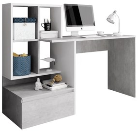 Písací stôl Nereo - betón / biely mat