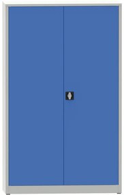 Dielenská policová skriňa na náradie KOVONA JUMBO, 4 police, zváraná, 1200 x 500 x 1950 mm, sivá / modrá