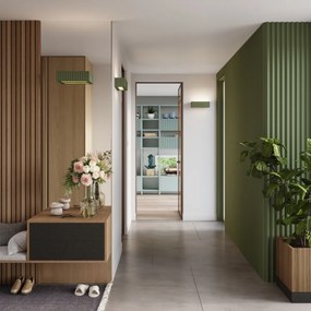 Nástenné svietidlo Rigata, 1x olivovo zelené keramické tienidlo