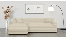 Béžová menčestrová rohová pohovka (ľavý roh/s leňoškou) Martin – Ropez