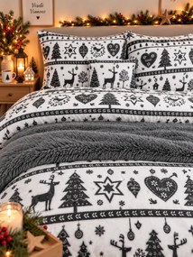 INTERMEDIC SK Posteľná obliečka Mikroplyš Merry Christmas sivá 140x200/70x90 cm – zapínanie na zips
