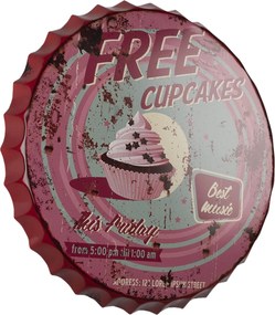 Kovová guľatá nástenná ceduľa Cupcake - Ø 50 cm