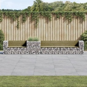 Záhradná lavička s gabiónovým košom impregn. borovicové drevo 3196250