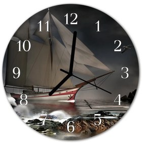 Nástenné sklenené hodiny Jachta fi 30 cm