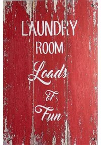 Drevená Ceduľa Laundry Room red