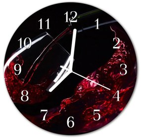Nástenné sklenené hodiny Víno fi 30 cm