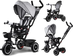 Detský trojkolka Tiny Bike 3v1 so strieškou, otočná SP0650 sivý