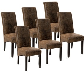 tectake 403501 6 jedálenských stoličiek ergonomické, masívne drevo - vintage hnedá