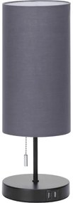 Aigostar - Stolná lampa s USB portom 1xE27/40W/230V čierna