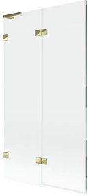 Mexen Lunar L, 2-krídlová vaňová zástena ľavá 100 x 150 cm, číre sklo, zlatá lesklá, 897L-100-100-50-00-L