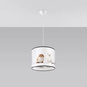 Detské závesné svietidlo Kitty, 1x plastové tienidlo so vzorom, (fi 30 cm)