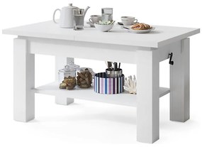 Rozkladací konferenčný/jedálenský stôl s policou ADONIS biely