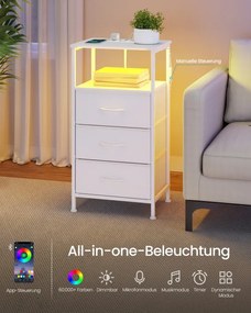 Nočný stolík BELLAH s nabíjacou stanicou LGS303WH03