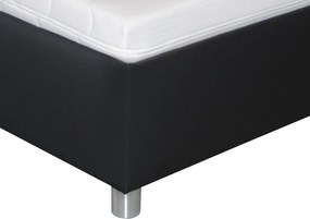 Posteľ Nice 180x200 cm, čierna ekokoža/šedá tkanina, s matracmi