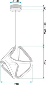 Toolight Toolight, LED stropné svietidlo 25x29cm, 4000K, G067-CP, zlatá lesklá, OSW-08666