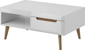 Konferenčný stolík so zásuvkami Nordi, dub riviera/biela lesk