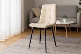 GARDEN LINE Moderná prešívaná zamatová stolička Farba: čierna