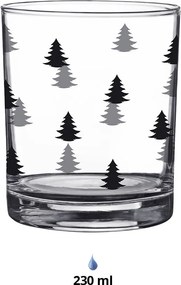 Pohárik na pitie s čiernymi stromčekmi Black&White X-Mas - Ø 7*9 cm / 230 ml