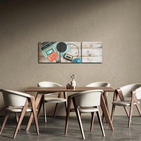 Obraz - Retro rádio (s hodinami) (90x30 cm)