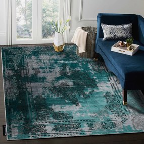 Moderný koberec DE LUXE 6827 Abstrakcia, vintage - Štrukturálny zelená / sivý Veľkosť: 140x190 cm