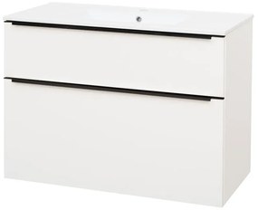 Mereo Mereo, Mailo, kúpeľňová skrinka s keramickým umývadlom 101 cm, čierne madlo, MER-CN512B