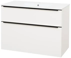 Mereo Mereo, Mailo, kúpeľňová skrinka s keramickým umývadlom 101 cm, čierne madlo, MER-CN512B