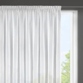 Biela záclona na páske ESEL vyrobená z hladkej lesklej látky 350x150 cm