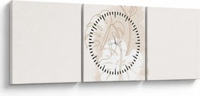 Obraz - Line art monstera N⁰1 (s hodinami) (90x30 cm)