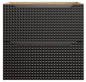 Vysoká kúpeľňová skrinka Casad čierna/dub wotan