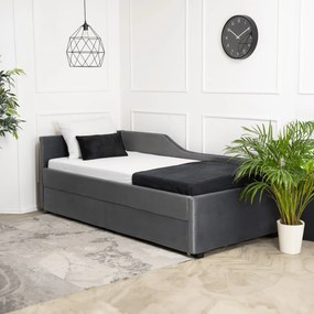 JAKS Posteľ s úložným priestorom 90 x 200 Jonaš velúr sivá