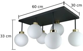 Prisadený luster DEA 6xE14/60W/230V čierna/zlatá/biela