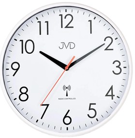 Rádiom riadené nástenné hodiny s tichým chodom JVD RH502.3, biele – 30,5 cm
