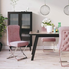 Jedálenská stolička ružová 53x52x98 cm zamat a nehrdzavejúca oceľ