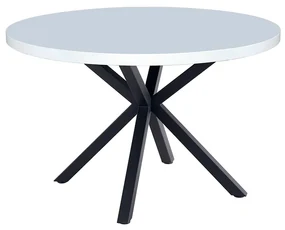 Jedálenský stôl, biela matná/čierna, priemer 120 cm, MEDOR