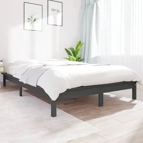 vidaXL Posteľný rám sivý 120x190 cm borovicový masív malé dvojlôžko