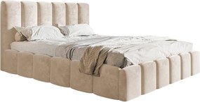 Čalúnená manželská posteľ s úložným priestorom SLIM 11 - béžová zamat | 160×200