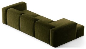 Zelená menčestrová rohová pohovka (ľavý roh/s leňoškou) Bergamo – Cosmopolitan Design