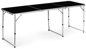 ModernHome Turistický stolík, skladací kempingový stolík, čierna doska, 180 x 60 cm