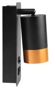 Nástenné bodové svietidlo s USB nabíjačkou 1xGU10/35W/230V čierna/zlatá