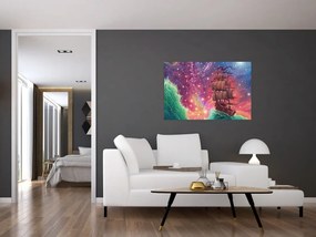 Obraz - Loď s vesmírnou oblohou (90x60 cm)