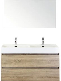 Kúpeľňový nábytkový set Maxx XL 120 cm s keramickým dvojitým umývadlom Model 2 a zrkadlom dub sivý