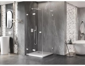 Mexen Lunar-F L, skladací sprchový kút ľavý 100 x 100 cm, 8mm číre sklo, biely profil, 836L-100-100-20-00-L