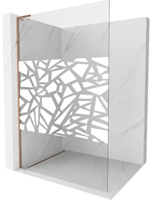 Mexen Kioto L, sprchová zástena Walk-In 120 x 200 cm, 8mm číre sklo biely vzor, ružové zlato profil, 800-120-103-60-85