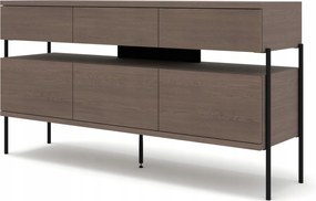 Komoda Puffin 154 cm 3D3S chladná hnedá dyha lakovaná s kovovými nožičkami