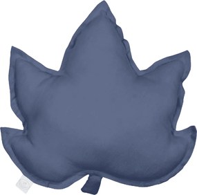 Ľanový vankúš javorový list džínsová 43x43 cm